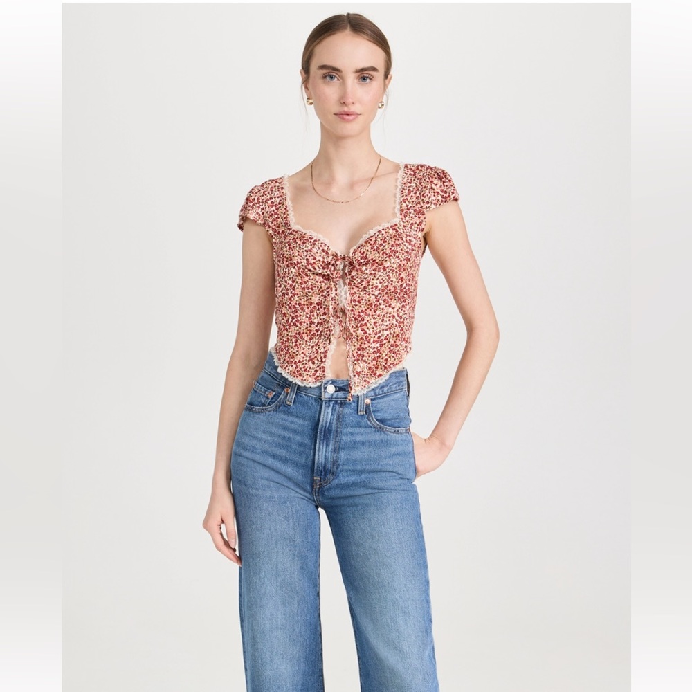 Reformation Red Floral Blouse